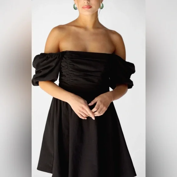 Talia Dress - black puffy sleeve - size medium - Sur La Cote - Picture 3 of 5